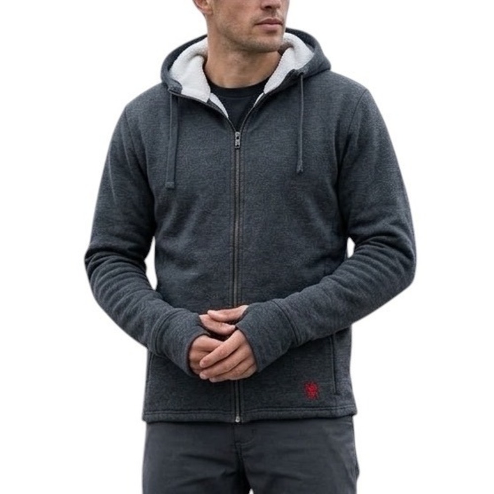 Chrome Industries Mens Cobra Zip Hoodie Gray Utility Mobility Thumbhole Vents L